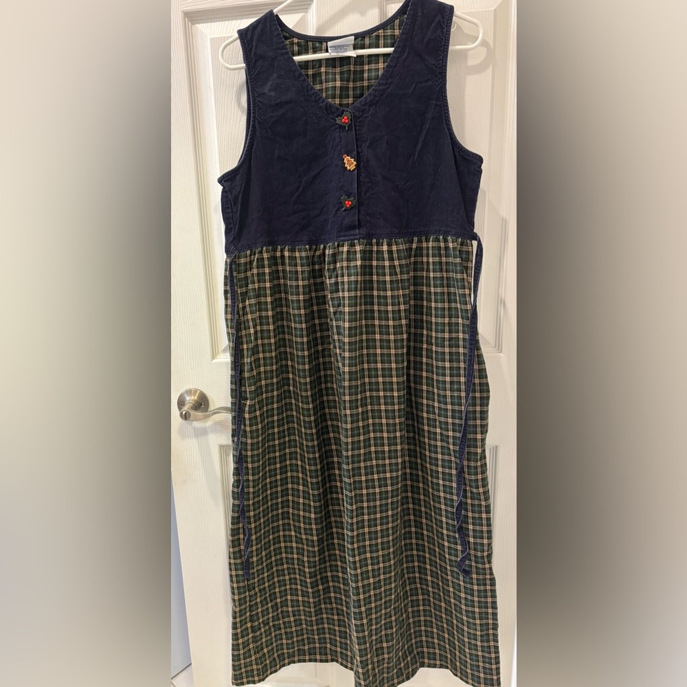 Vintage‎ Bobbie Brooks Plaid and Corduroy Christmas Dress